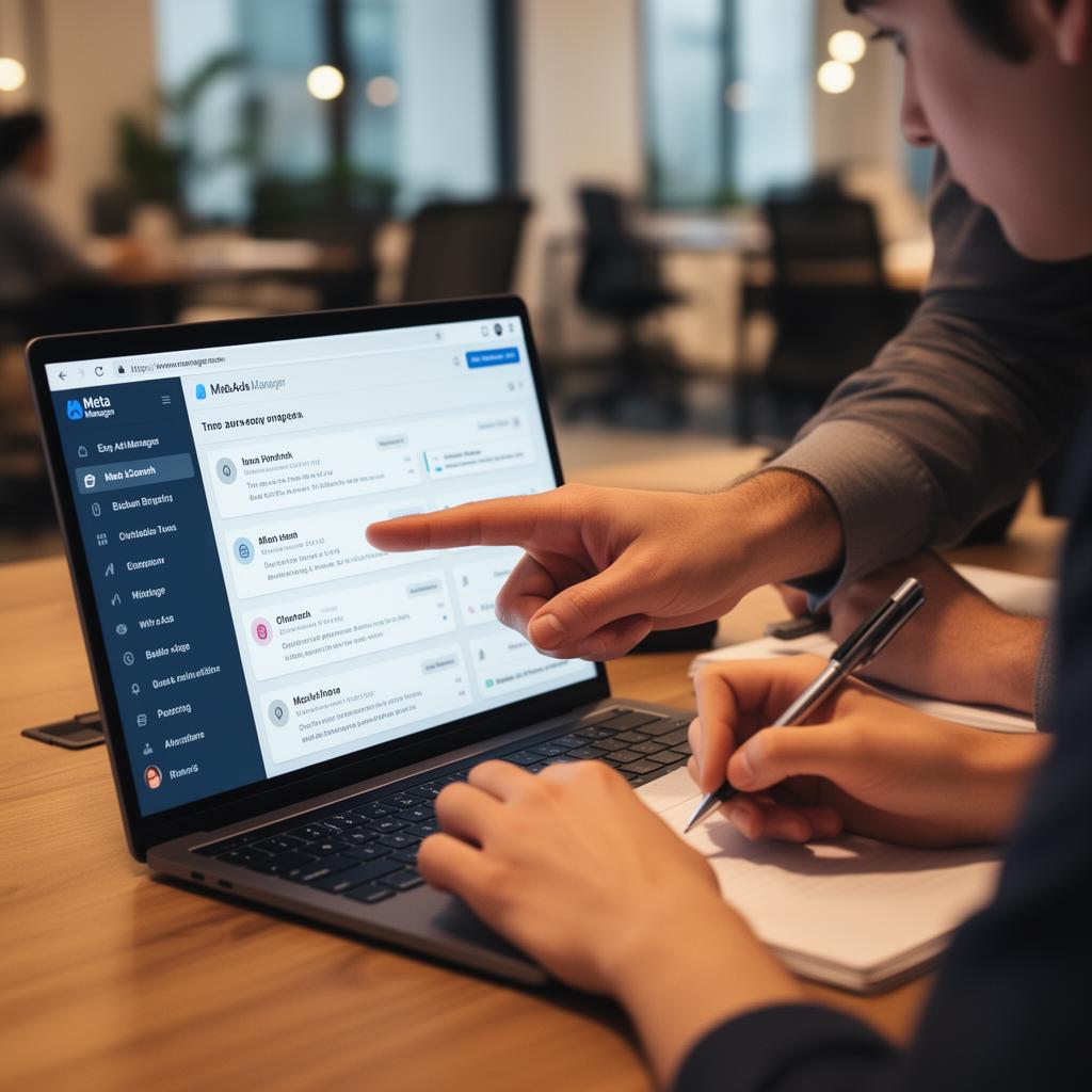 Weblinx mentor reviewing a Meta Ads Manager dashboard with a student